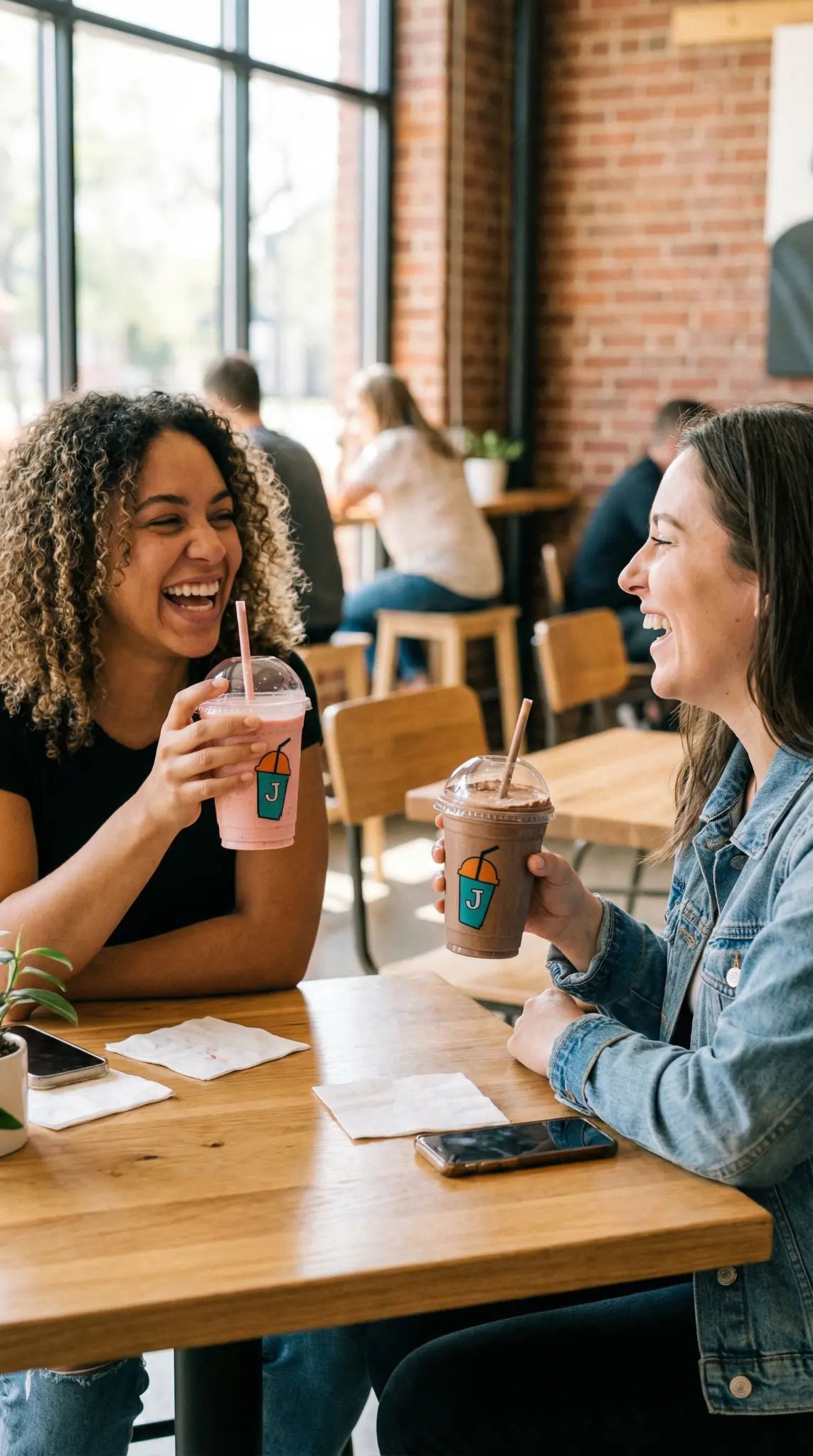 Friends sharing shakes